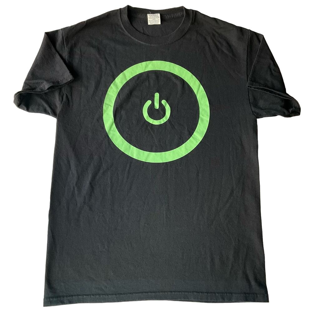 Jerzees Men’s Short Sleeve T-shirt size M, Solid Black, Power Button